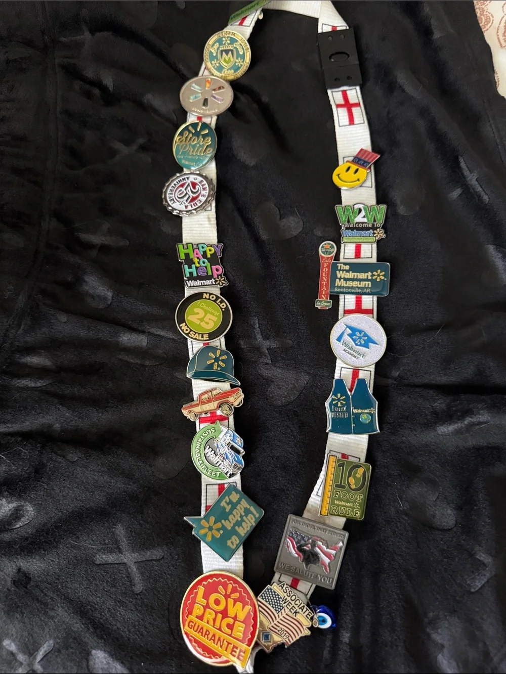 Vintage Walmart Collectible Pins with lanyard